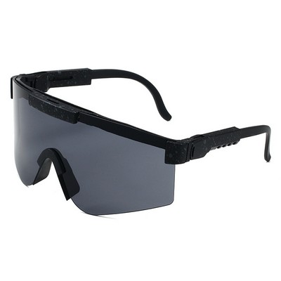 Goggle Sunglasses - Smoke Lenses - Black Frames