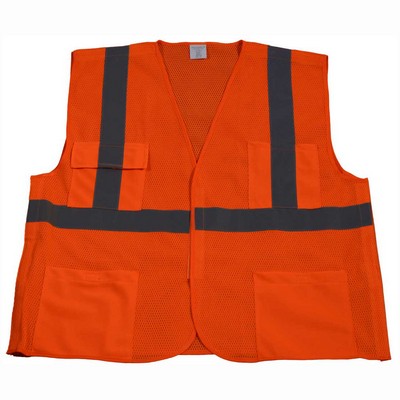 Orange Mesh 5PB 5-Point Break Away ANSI Class 2 Safety Vest