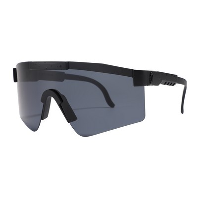 Goggle Sunglasses - Light Smoke Lenses - Black Frames