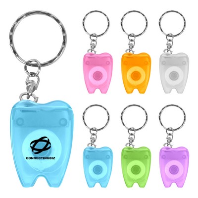 Tooth-Shaped Dental Floss w/Key Chain