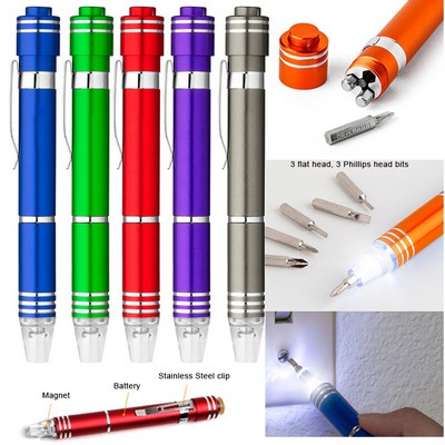 Pen-style Screwdriver With LED Flashlights