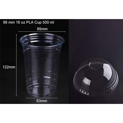 PLA 16 oz Eco-Friendly Clear Cold Cup W/ Dome Cover