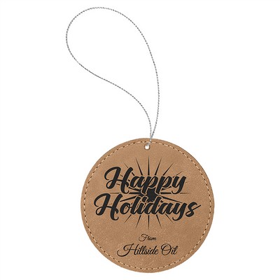 Light Brown Laserable Leatherette Round Ornament, 4"x4"