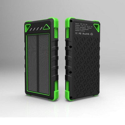 10000mAh Off-Road Portable Solar Charger Power Bank w/Flashlight