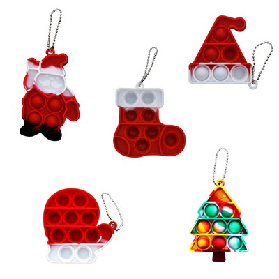 Christmas Push Bublle Fidget Sensory Toy With Keyring