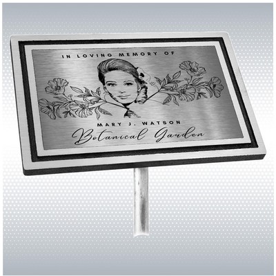 Black/Silver Exterior Grade Cast Aluminum Garden Sign with 24" Aluminum Stake (8" x 10")