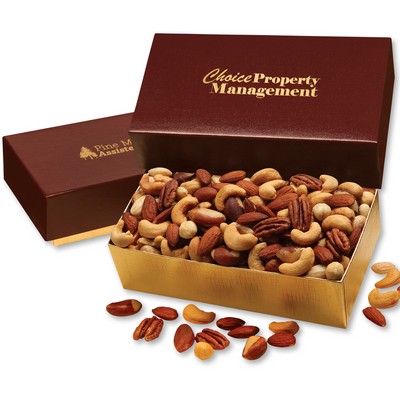 Deluxe Mixed Nuts in Burgundy & Gold Gift Box