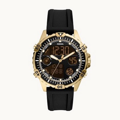 Fossil Garrett Analog-Digital Black Silicone Watch