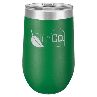 16 Oz. Green Stemless Tumbler w/Lid