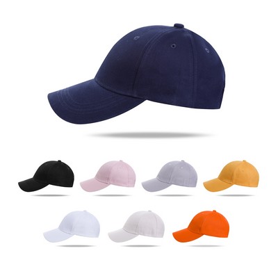 Stock Solid Color Cotton 6 Panel Cap w/Double Buckle Back Fastener