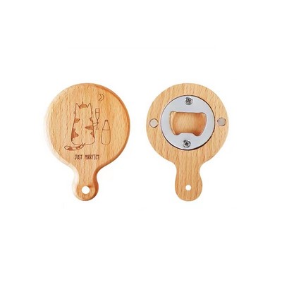 Creative Wooden Bottle Opener With Handle Coaster