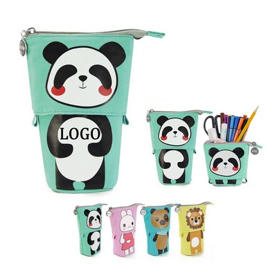 Cute Animal Pattern Standing Pencil Case For Kids