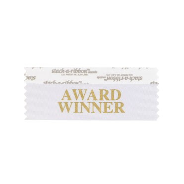 Award Winner Stk A Rbn White Ribbon Gold Imprint