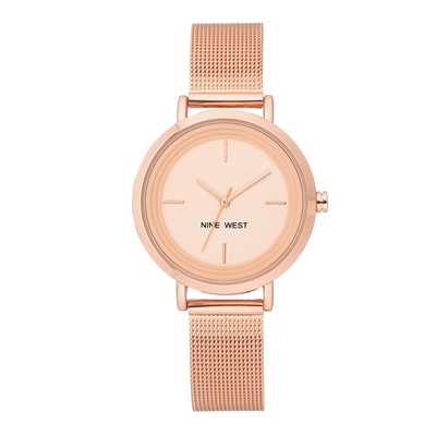 Nine West® Women's Light Rose-Gold Mesh Bracelet Watch