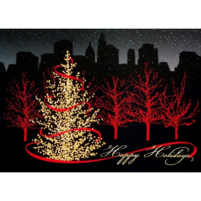 City Tree Lights Greeting Card