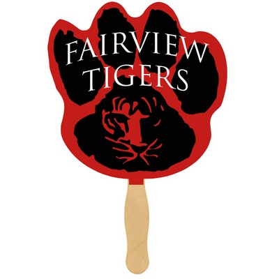 Paw Print Glued Hand Fan (1 Side/ Four Color Process Imprint)