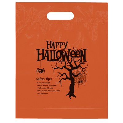 Happy Halloween Pre-Printed Orange Die Cut Bags- Flexo Ink Print