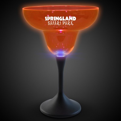 Orange Neon LED Laser Engraved Margarita Glasses