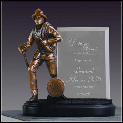 Glass Imprint Fireman Frame Trophy (7"x8")