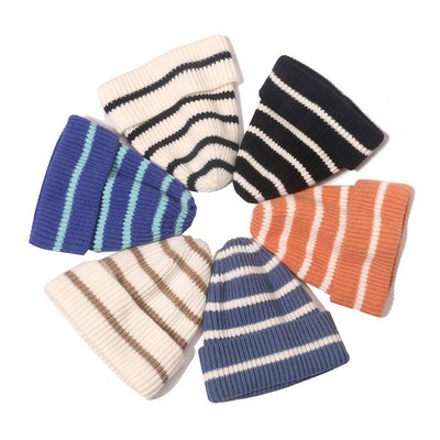 Thick Striped Winter Beanie Hat