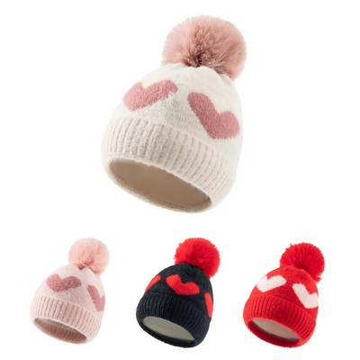 Winter Lovely Heart Beanie Hat