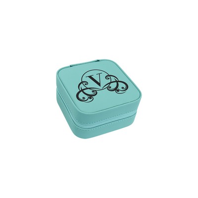 Teal Leatherette Travel Jewelry Box