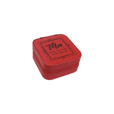 Red Leatherette Travel Jewelry Box