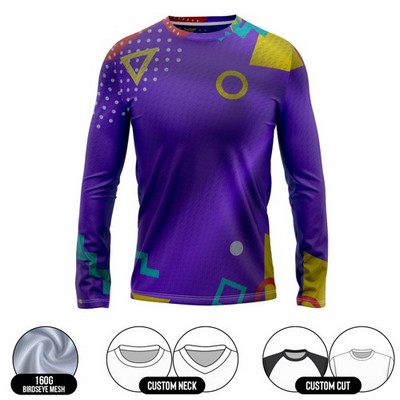 Unisex and Kids' Full Sublimation Long Sleeve T-Shirt - 160G Performance Grade Birdseye Mesh