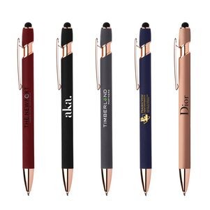 Stylus-4562 Soft Touch Ballpoint Pen with Rose Gold Accents