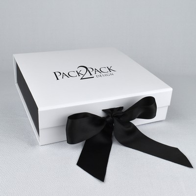 Magnetic Closure Gift Box with Satin Ribbon (8.75" x 8.75" x 2.55")