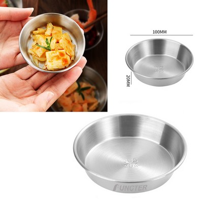 Silver Round 304 Stainless Steel Sauce Dishes Seasoning Dip Bowls Sauce Seasoning Plate 3.94"