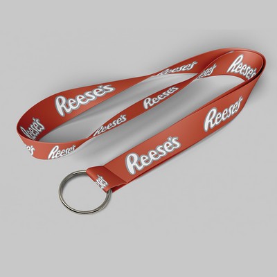 1" Texas Orange custom lanyard printed with company logo with Key Ring Hook attachment 1"