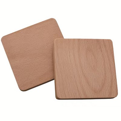 Round Square Wood Etched Coaster