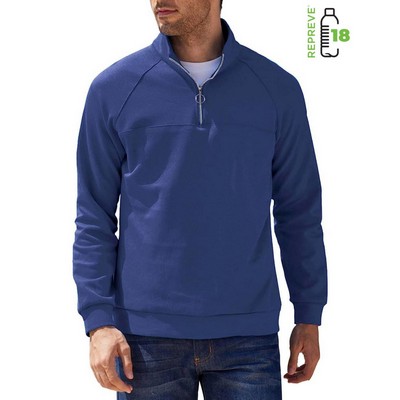 Men's rPET Raglan 1/4 Zip Mockneck Pullover w/ Antibacterial