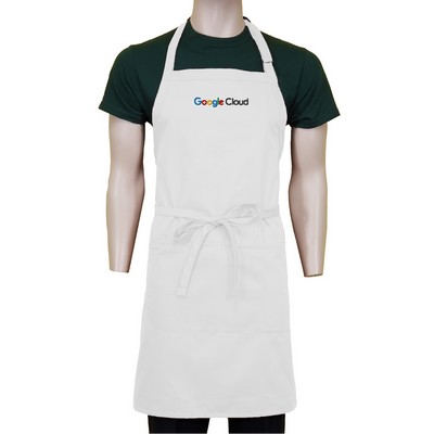 Spun-Polyester Adjustable Bib Apron w/Pockets & Embroidery