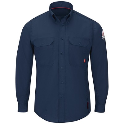 iQ Series® Men's Midweight Comfort Woven Enhanced Visibility Shirt - Navy Blue Enhanced