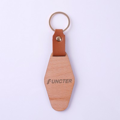 Diamond Shape Wooden Keychain