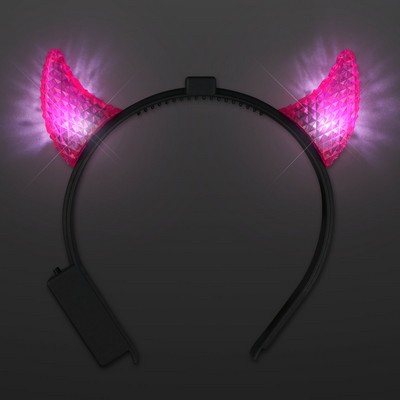 Pink Horns LED Headbands, Facetted Multi-Function - BLANK