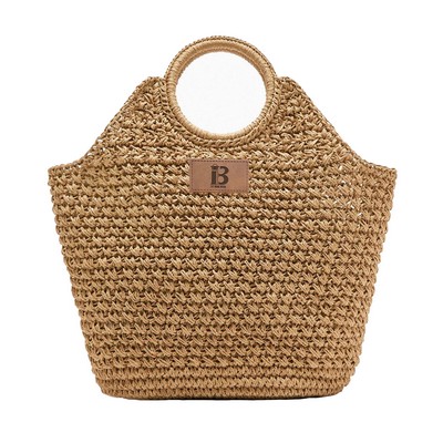 Hand-woven Straw Large Bag Round Handle for women