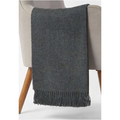 Dark Grey Cashmere Blend Throw Blanket