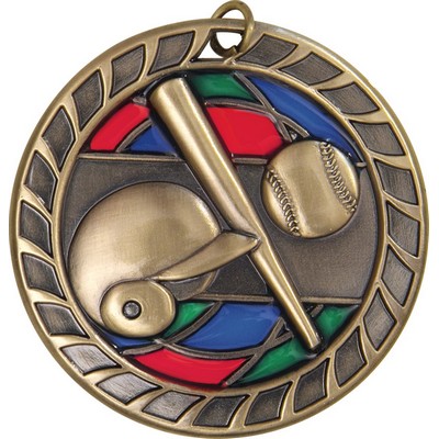 Stained Glass Medal - Medal - Baseball, 2"