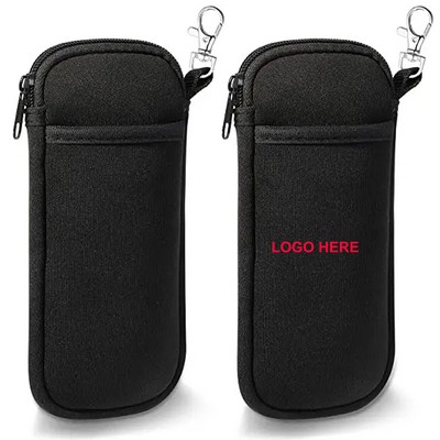 Neoprene Eyeglass Pouch with Zipper and Carabiner