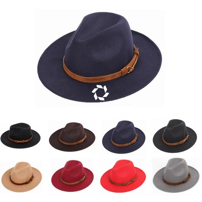 Wide Brimmed Felt Hat Jazz Fedora