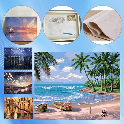 Framed Digital Oil Painting Kit for Creative Landscapes