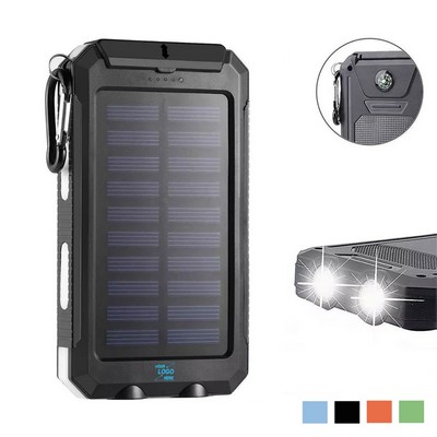 10,000mAh Solar Power Bank with Compass and Waterproof Design