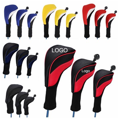 Golf Driver Head Cover 3 Pcs Set