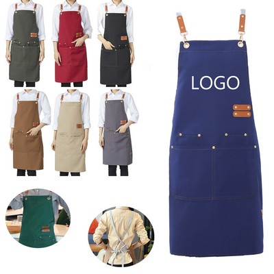 Apron With Adjustable Straps And Large Pockets