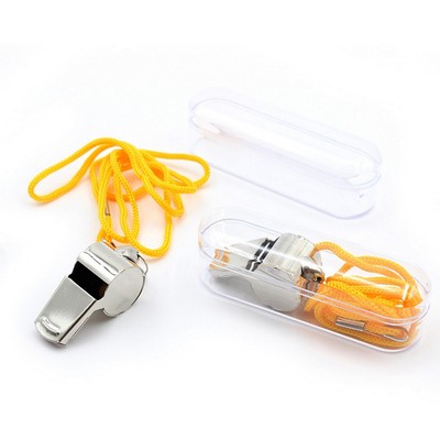 "Durable Stainless Steel Whistle: Essential with Lanyard"