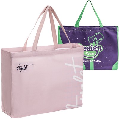 12 Oz. Sublimated Poly Canvas Shopping Tote Bag w/ Gusset (20" x 14.5" x 4.5")