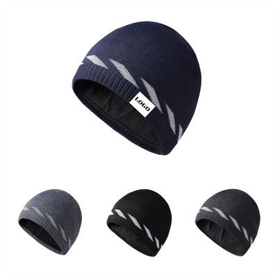 Fleece Skull Caps Reflective Stripes